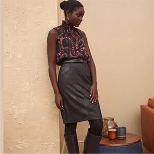 Laura Distressed Two Tone Pencil Skirt Black